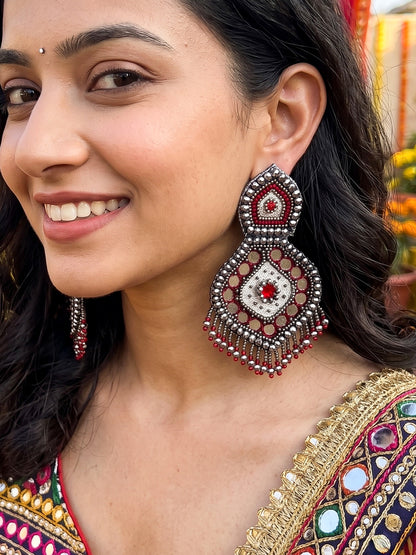 Mehrooni Mirror Handmade Beaded Earrings