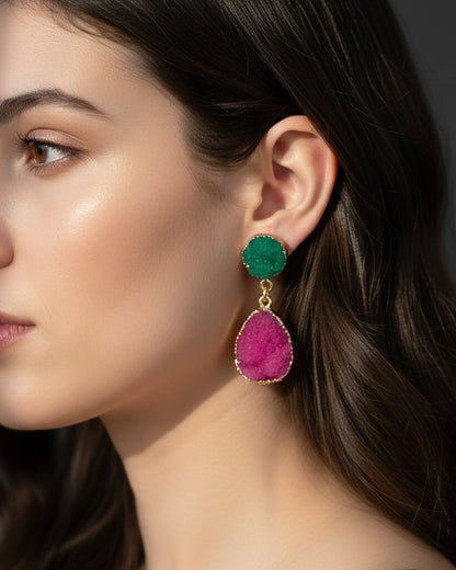 Geometric Alloy Resin Earrings