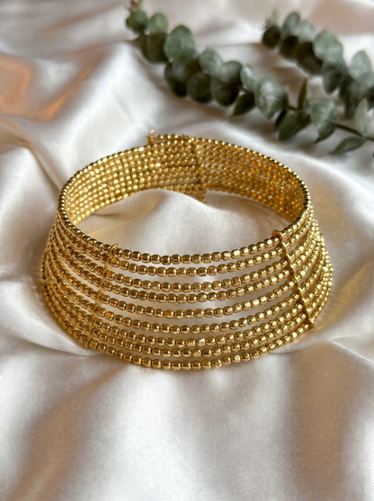 Myra Gold Beaded Handmade Hasli Necklace