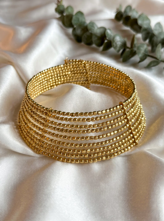 Myra Gold Beaded Handmade Hasli Necklace