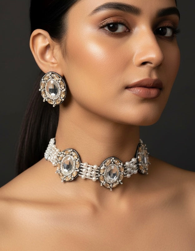 Taara Handmade Beaded Necklace + Earrings Set