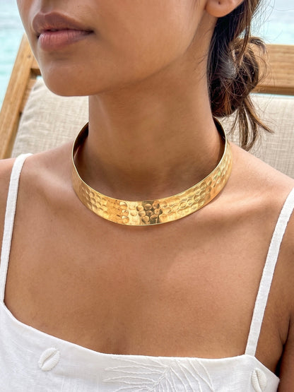 Zara Hammered Handmade Brass Hasli Necklace