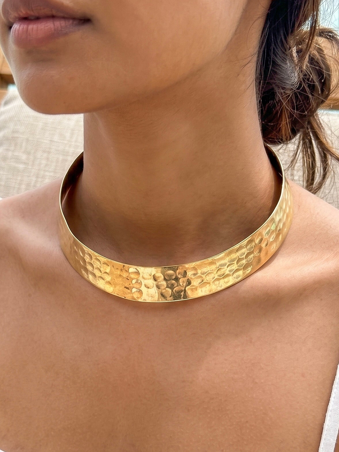 Zara Hammered Handmade Brass Hasli Necklace