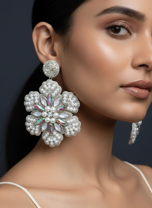 Snowflake Sparkle Handmade Beaded Earrings