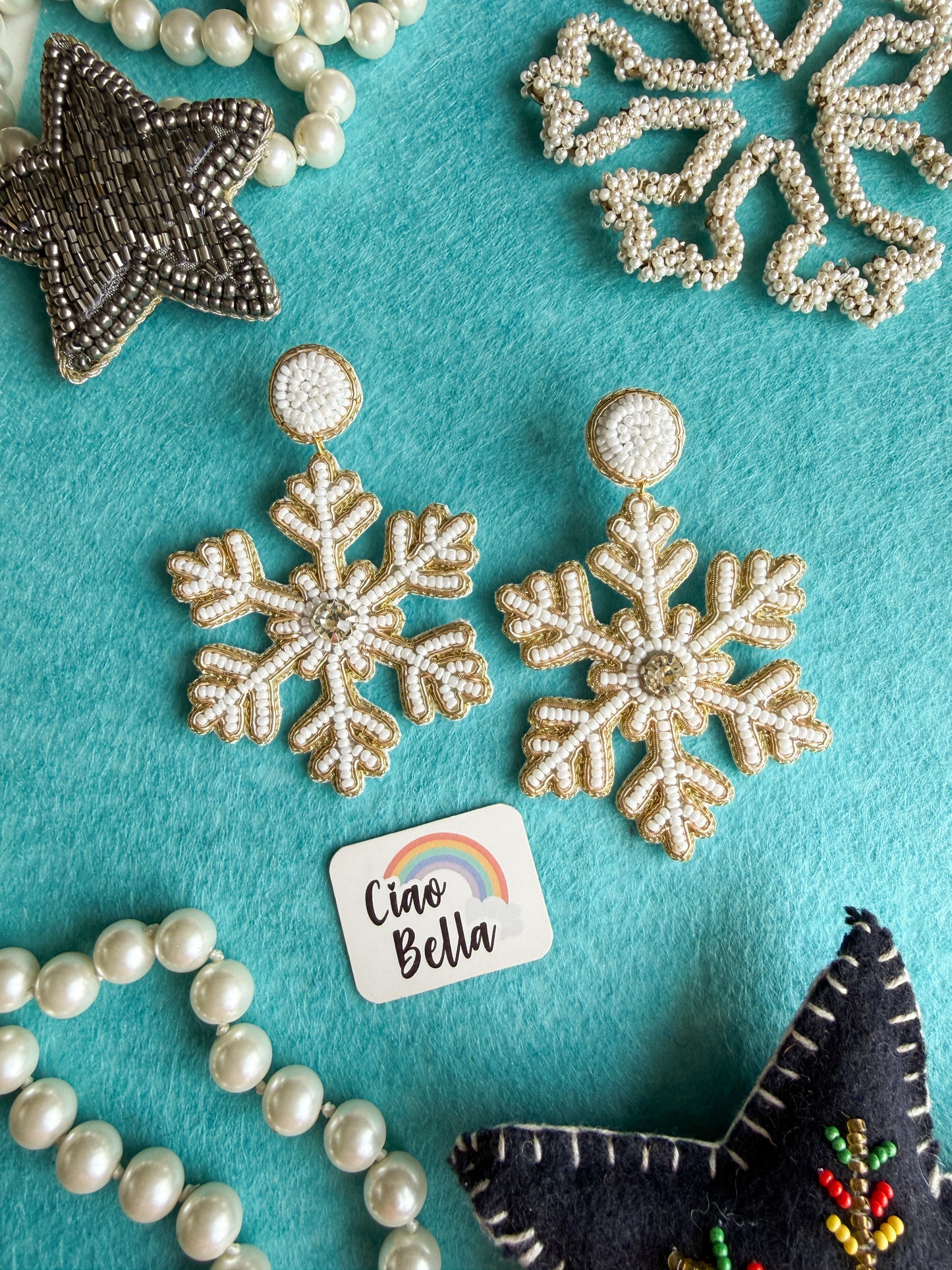 Stella Snowflake Handmade Beaded Earrings