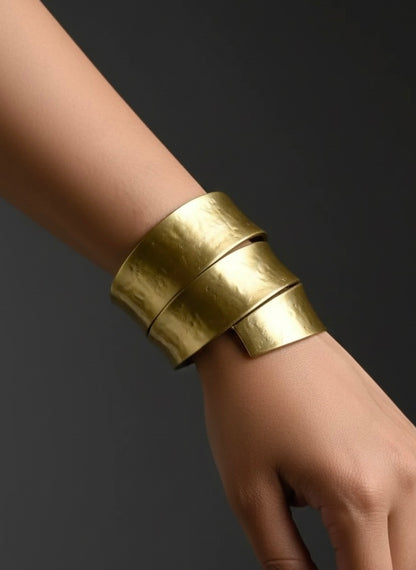 Tribal Harmony Brass Cuff Bracelet