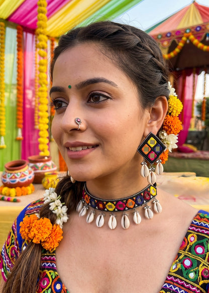 Navrang Handmade Beaded Necklace & Earrings Set