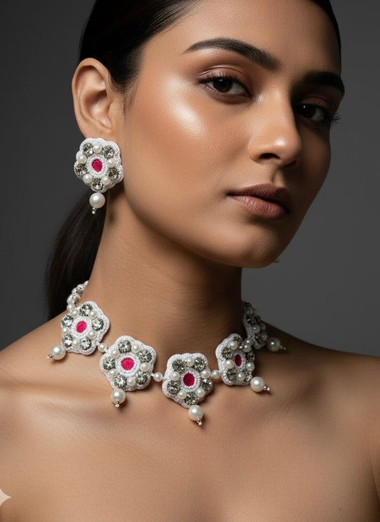 Luna Pearl Handmade Necklace + Earrings Set