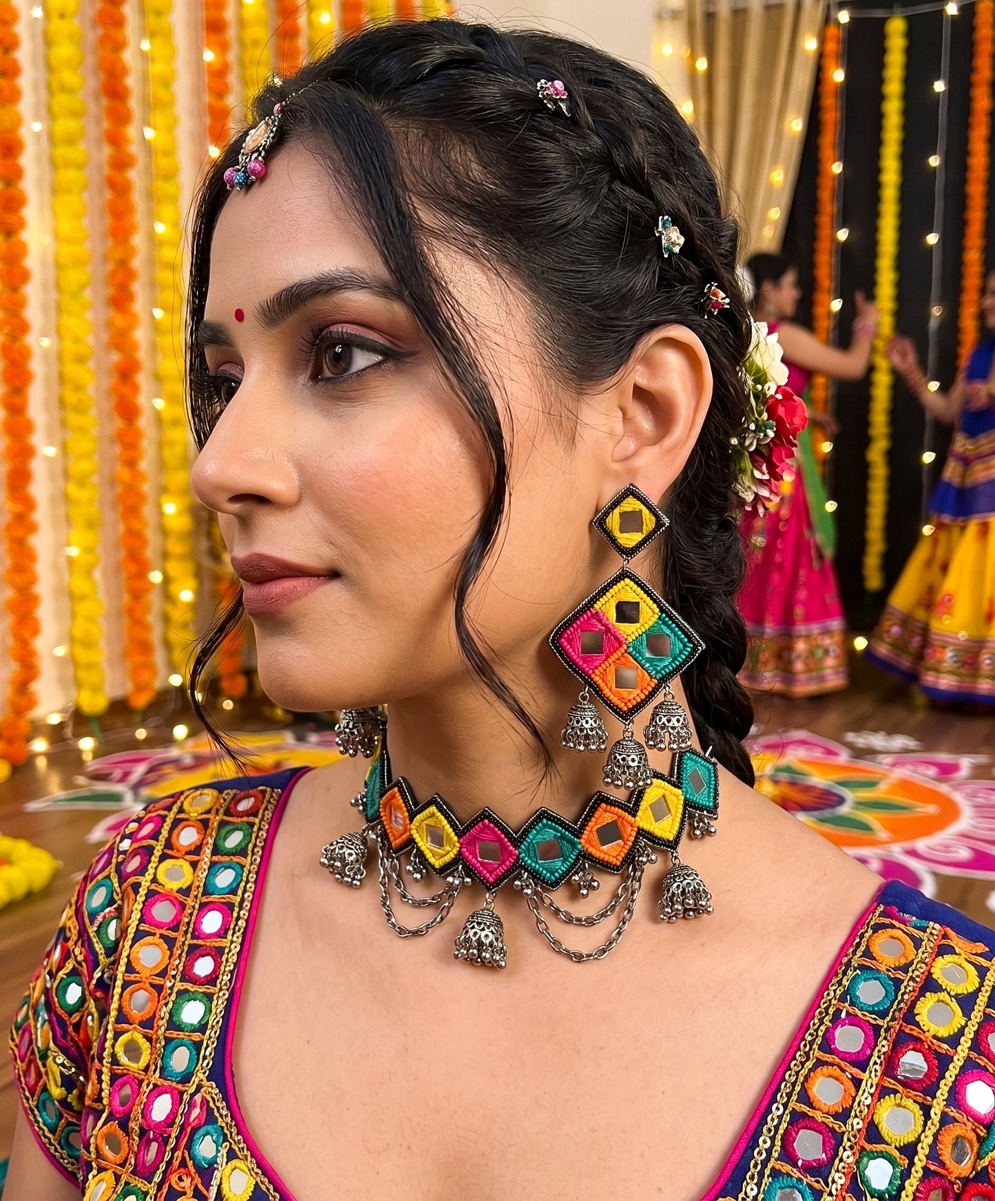 Ranjhana Handmade Beaded Necklace & Earrings Set