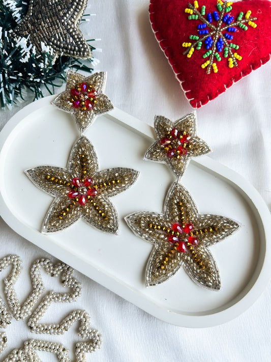 Gold Starfish Jewels Handmade Beaded Earrings