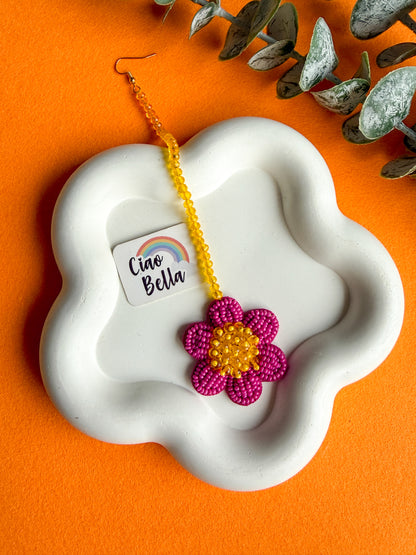 Pink Daisy Handmade Beaded Maangtika