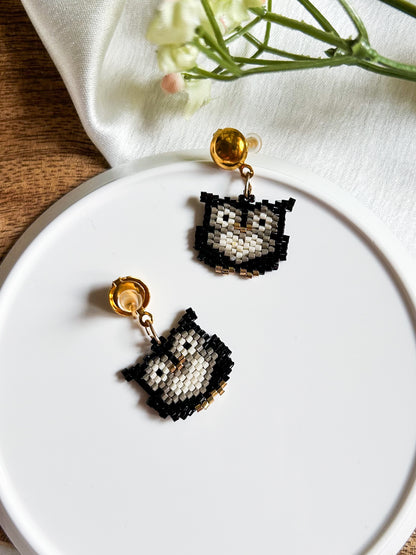 Tiny Owl Handmade Beaded Bird Earrings