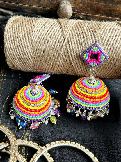 Rangrasiya Handmade Beaded Jhumka Earrings