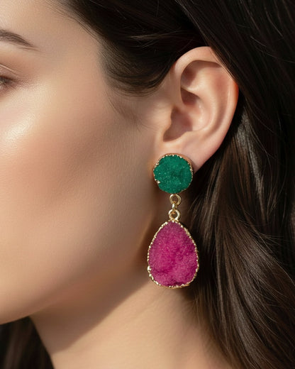 Geometric Alloy Resin Earrings