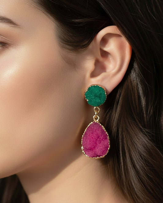 Geometric Alloy Resin Earrings