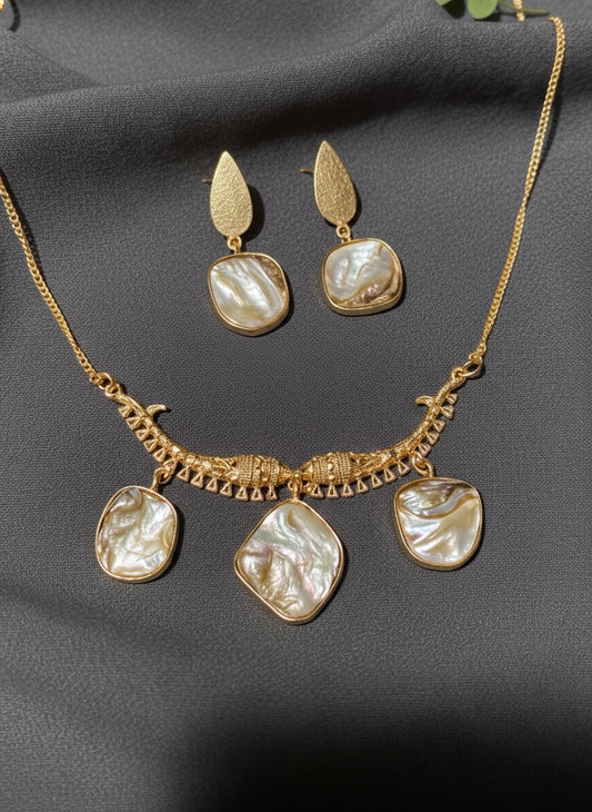 Matsya Pearl Handmade Brass Necklace Set