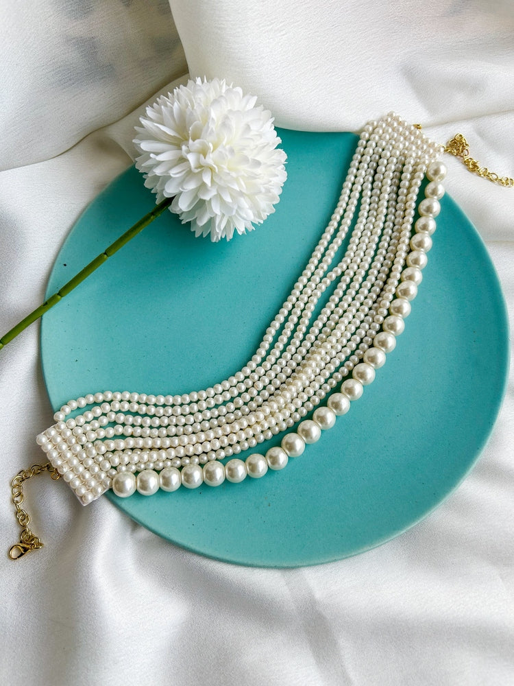 Ruhani Pearl Handmade Necklace + Earrings + Ring Set