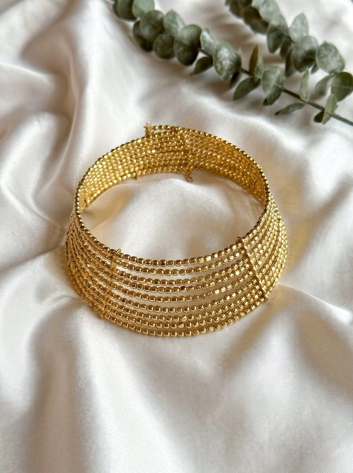 Myra Gold Beaded Handmade Hasli Necklace
