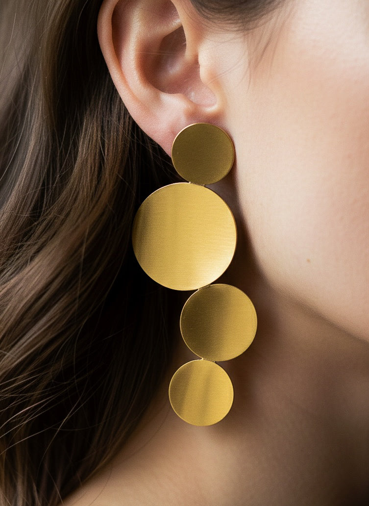 Celeste Circles Handmade Brass Earrings
