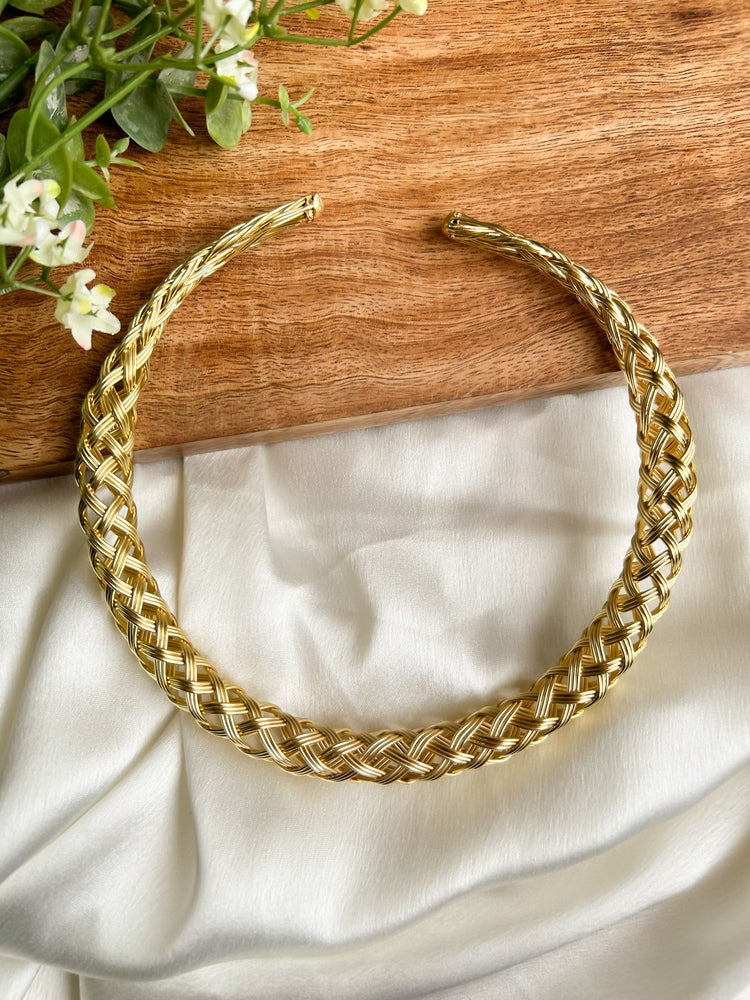 Braided Brass Hasli Necklace