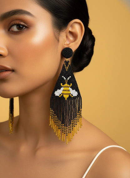 Luna Bee Handmade Beaded Tassel Earrings