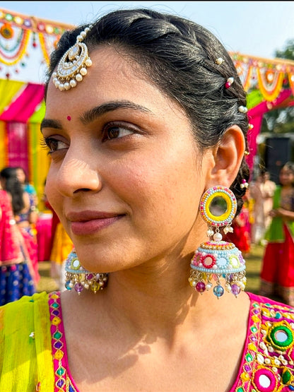 Mastani Mirror Handmade Beaded Jhumka Earrings