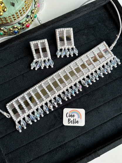 Sitara Silver Handmade Beaded Necklace & Earrings Set