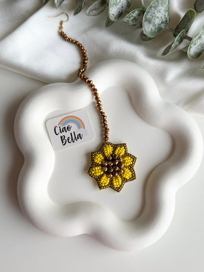 Sunflower Handmade Beaded Maangtika
