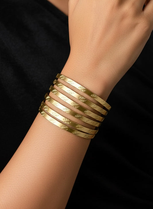 Nina Stripes Brass Cuff Bracelet