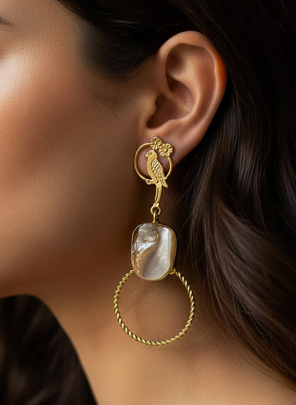 Boho Bird Handmade Brass Earrings