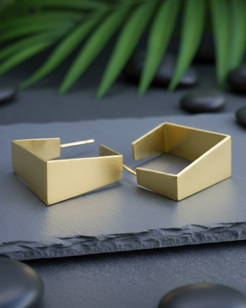 Square Hoop Handmade Brass Earrings
