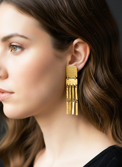 Juno Brass Drops Handmade Brass Earrings