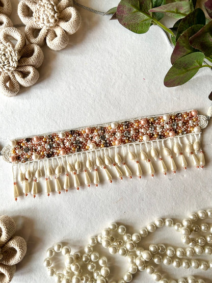 Blushing Rose Gold Handmade Beaded Choker Set