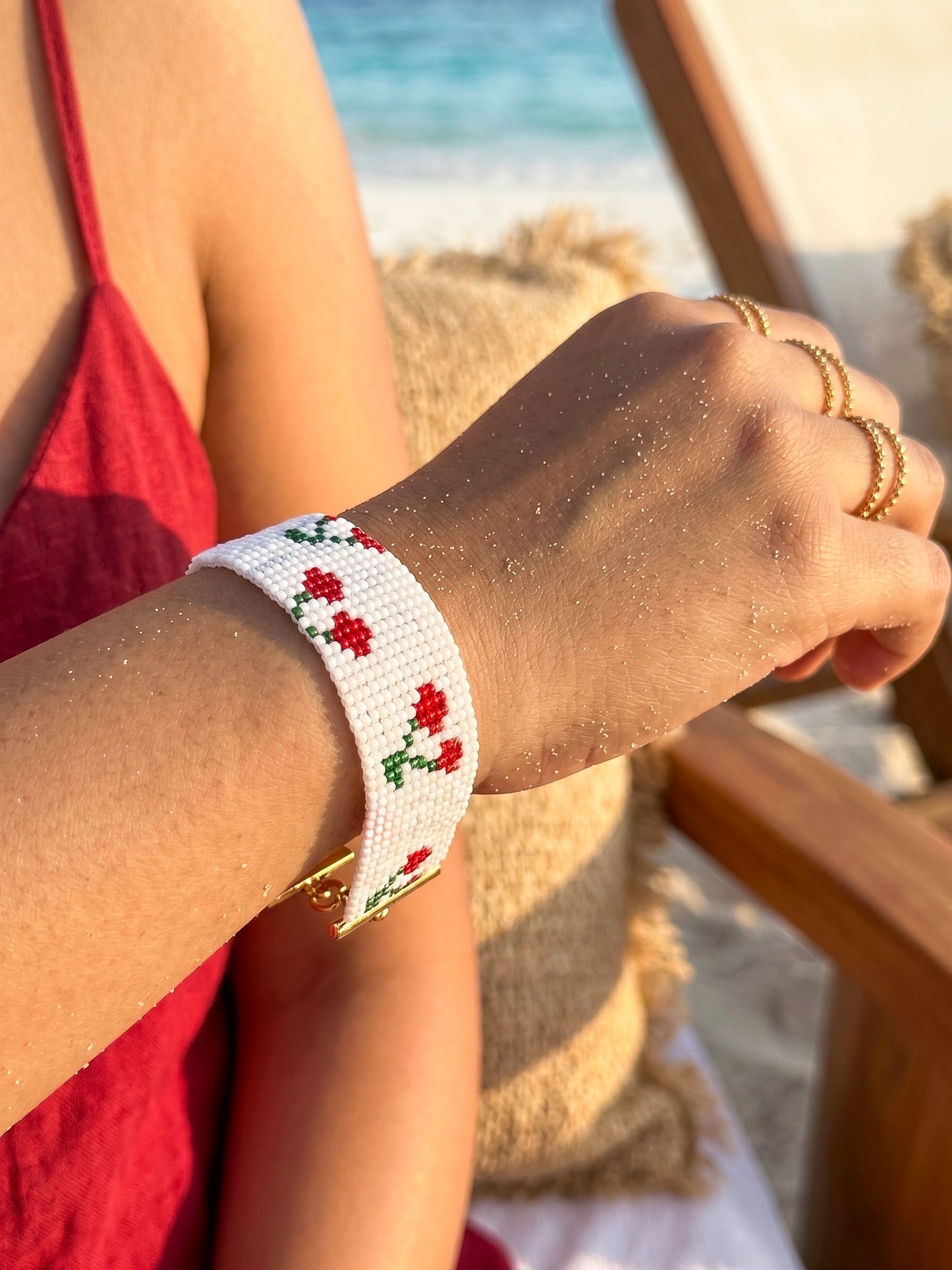 Cherry Picked Handmade Beaded Bracelet