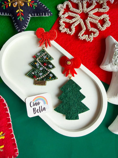 Christmas Tree Handmade Beaded Earrings