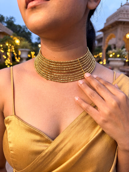 Myra Gold Beaded Handmade Hasli Necklace