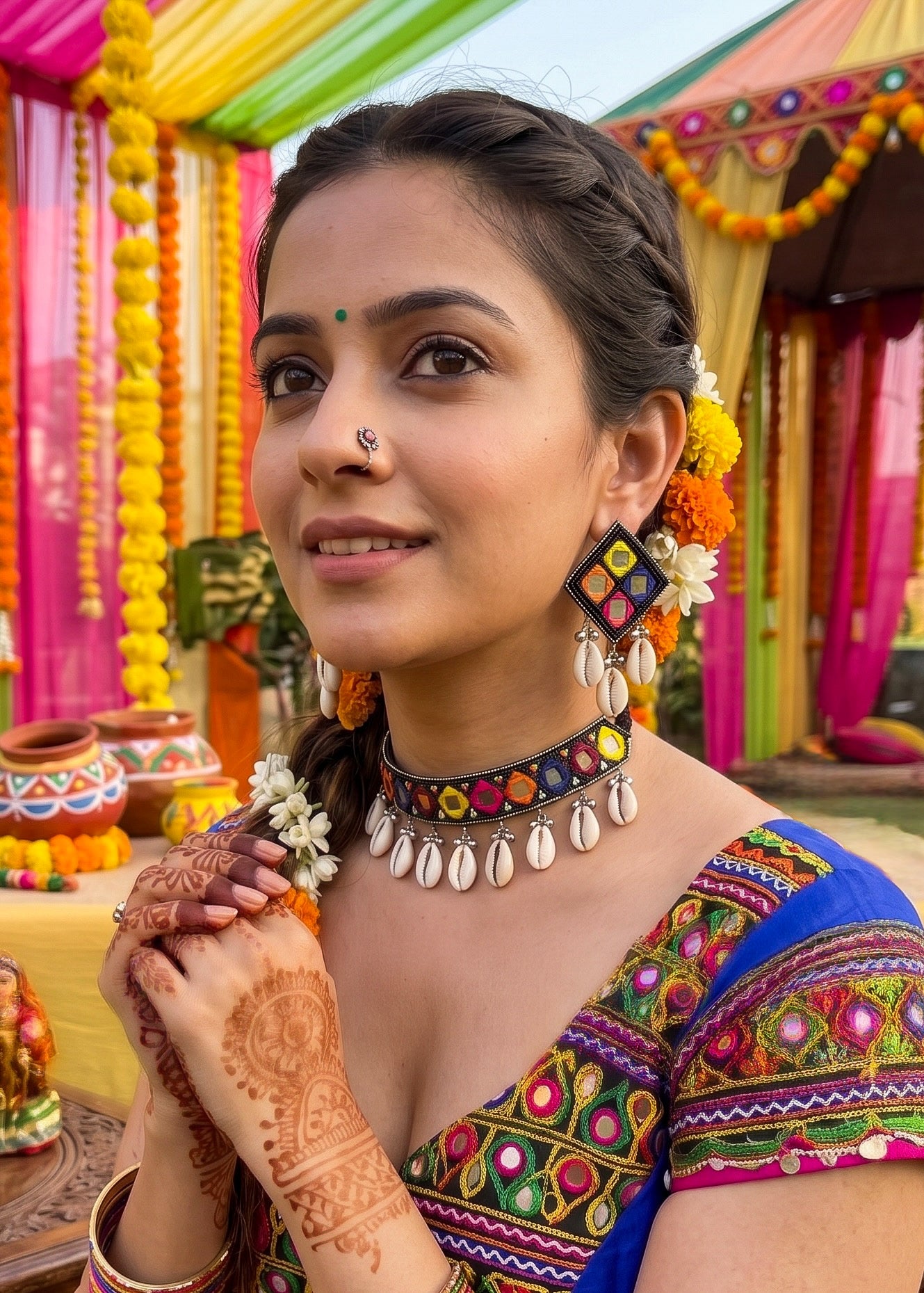 Navrang Handmade Beaded Necklace & Earrings Set