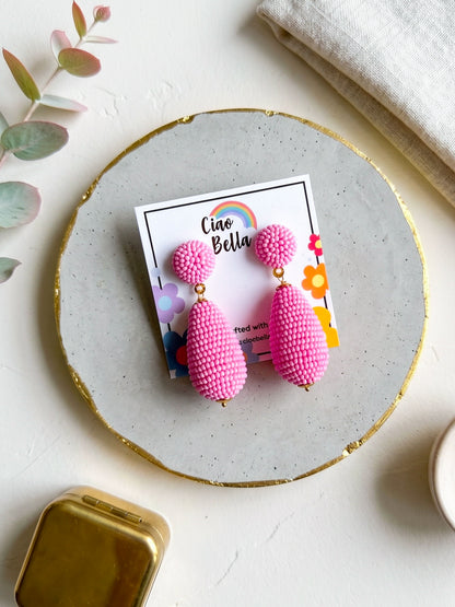 Blush Pink Drop Handmade Beaded Earrings