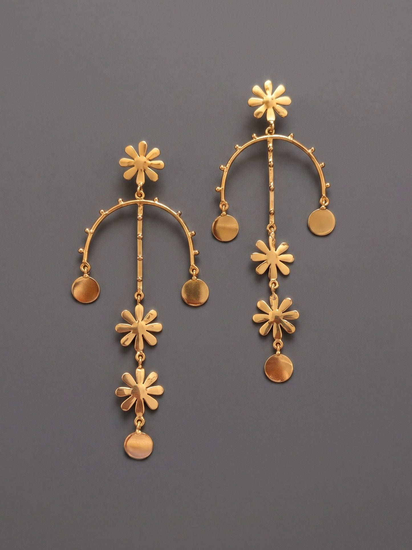 Wildflower Charm Drops Handmade Brass Earrings
