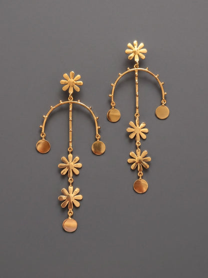Wildflower Charm Drops Handmade Brass Earrings