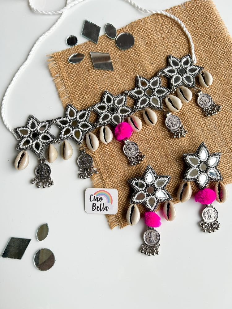 Naaz Mirror Handmade Beaded Necklace & Earrings Set