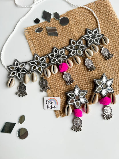 Naaz Mirror Handmade Beaded Necklace & Earrings Set