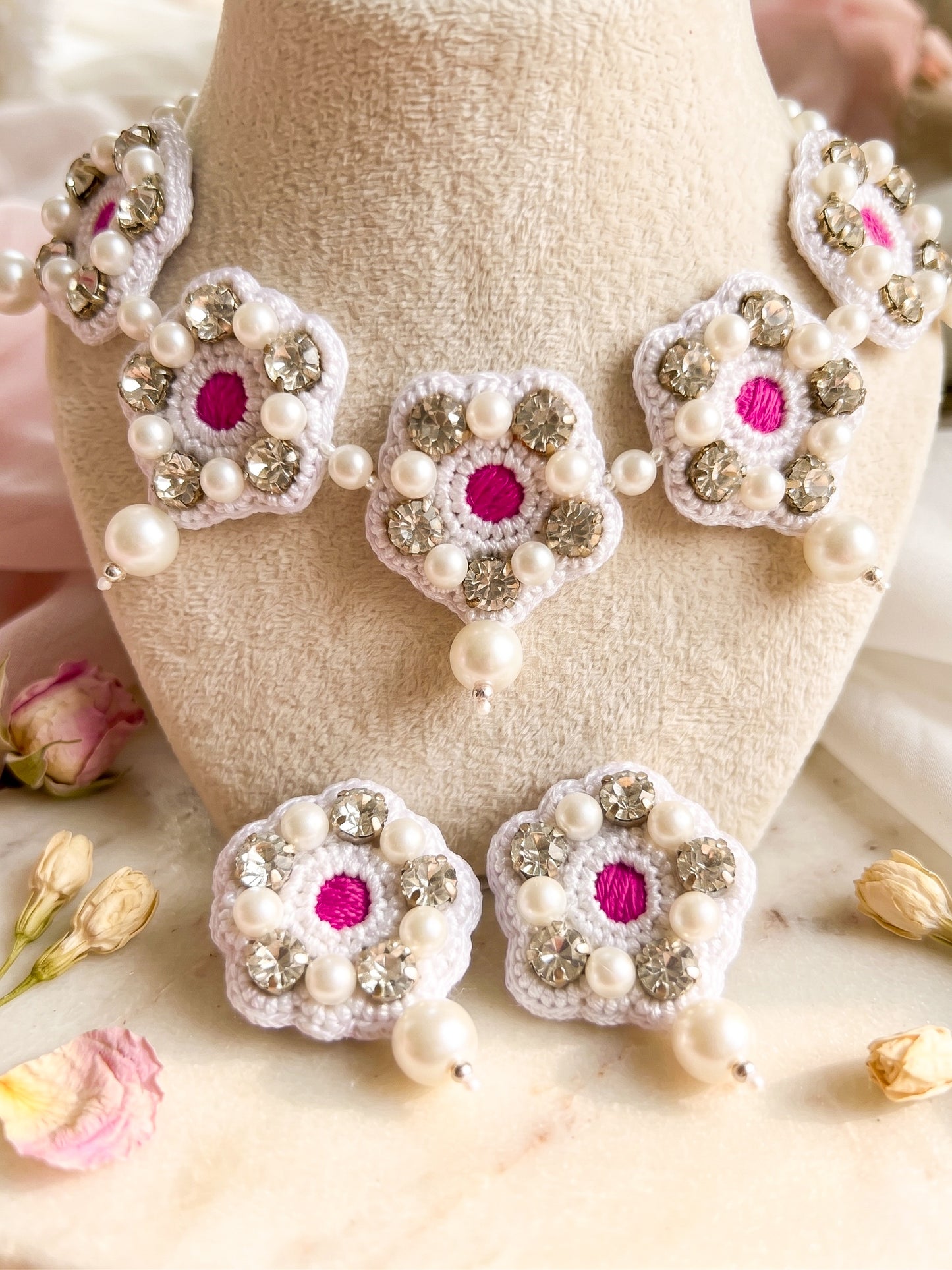 Luna Pearl Handmade Necklace + Earrings Set