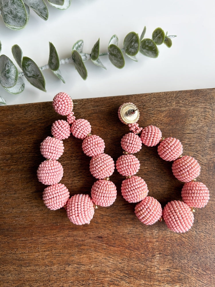 Peachy Orb Handmade Beaded Earrings