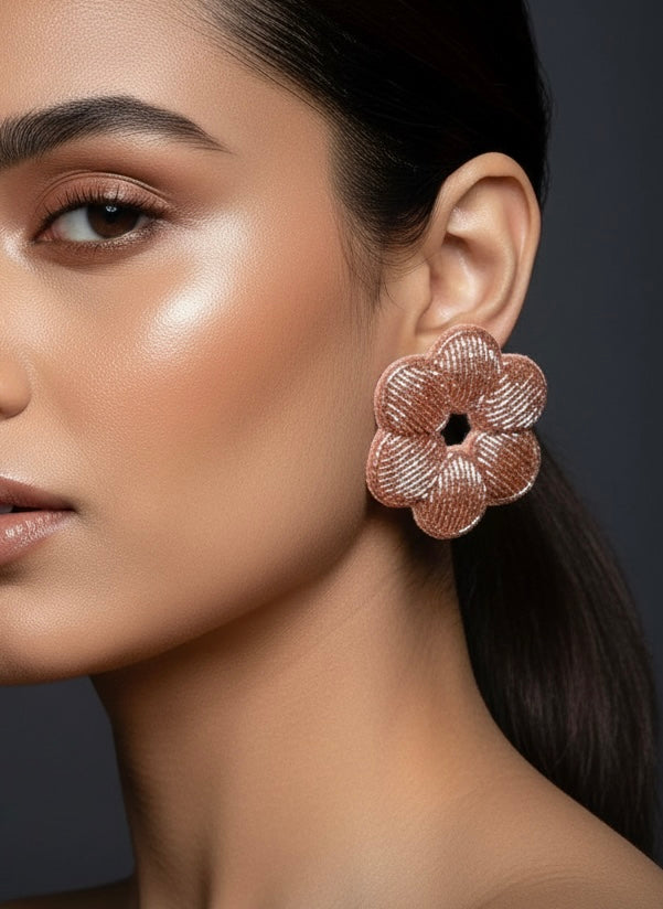 Blushing Rose Gold Handmade Beaded Earrings