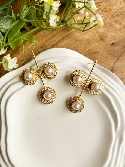 Laila Brass & Pearl Earrings