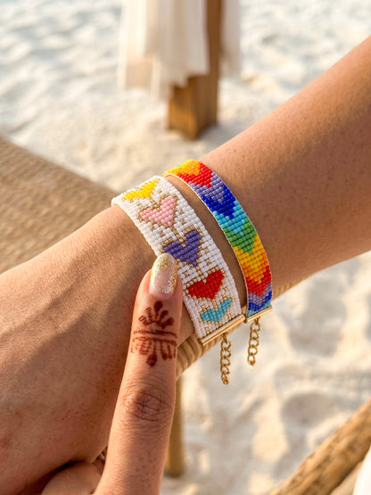 Happy Vibes Rainbow Stack Handmade Beaded Bracelet