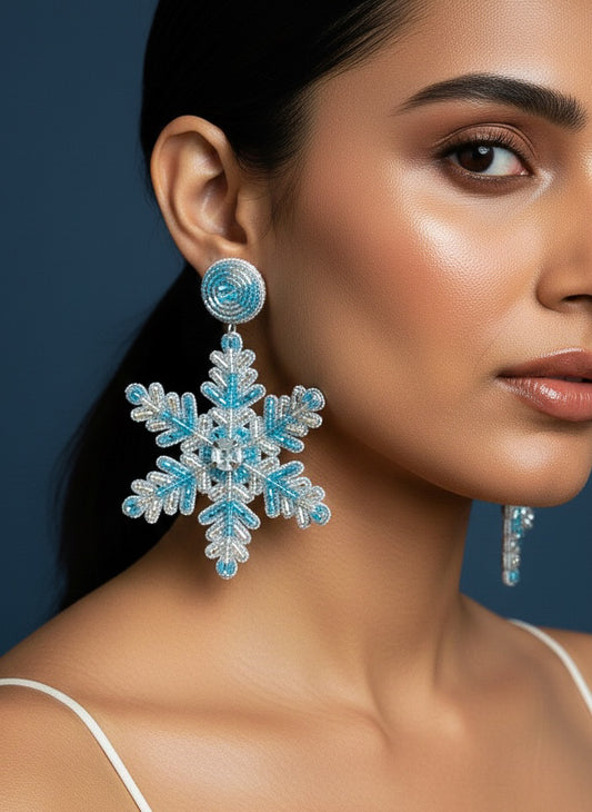 Fiora Snowflake Handmade Beaded Earrings