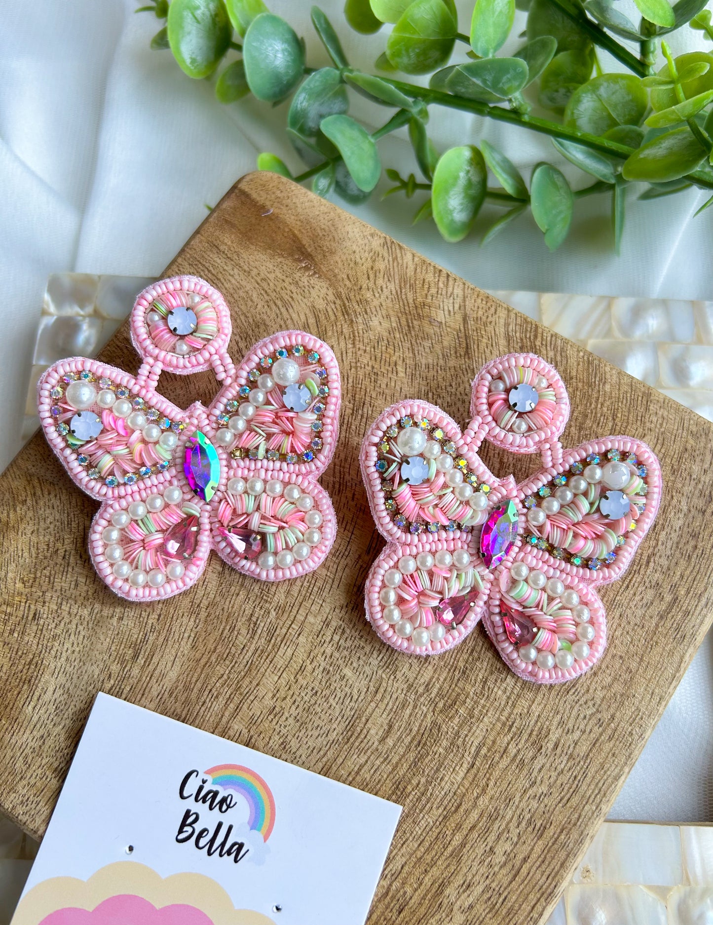 Bubblegum Wings Handmade Beaded Butterfly Earrings