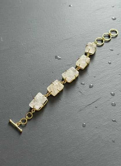 Elysia Natural White Stone Handmade Brass Bracelet